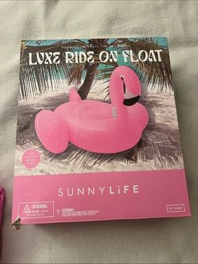 Sunnylife Glossy Neon Pink Flamingo Ride-On Float